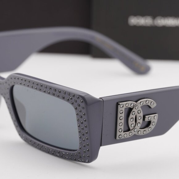 Dolce & Gabbana DG4447B 30906G Rectangle Sunglasses - Grey with Studs/Grey - Picture 8 of 10